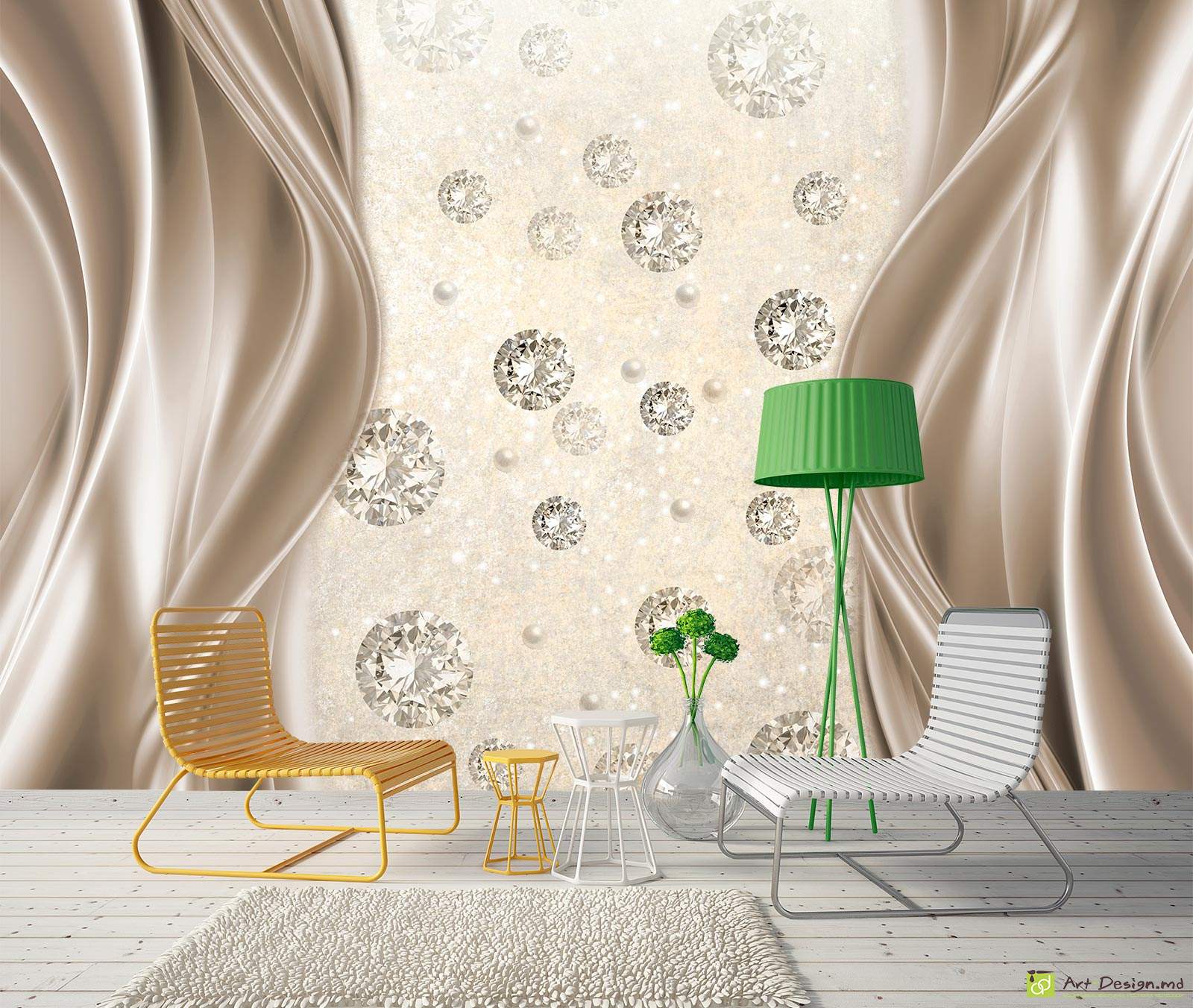 Fototapet la comanda - pietre si perle pe un fundal de culoare deschisă