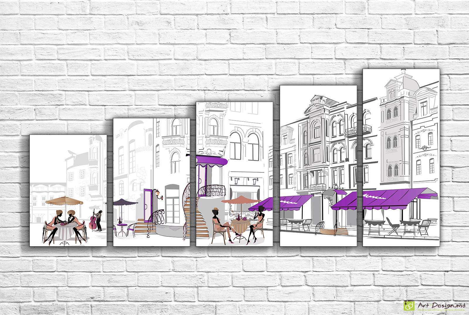 ☕ Tablou modular Dimineata pe terasa unei cafenele din Paris