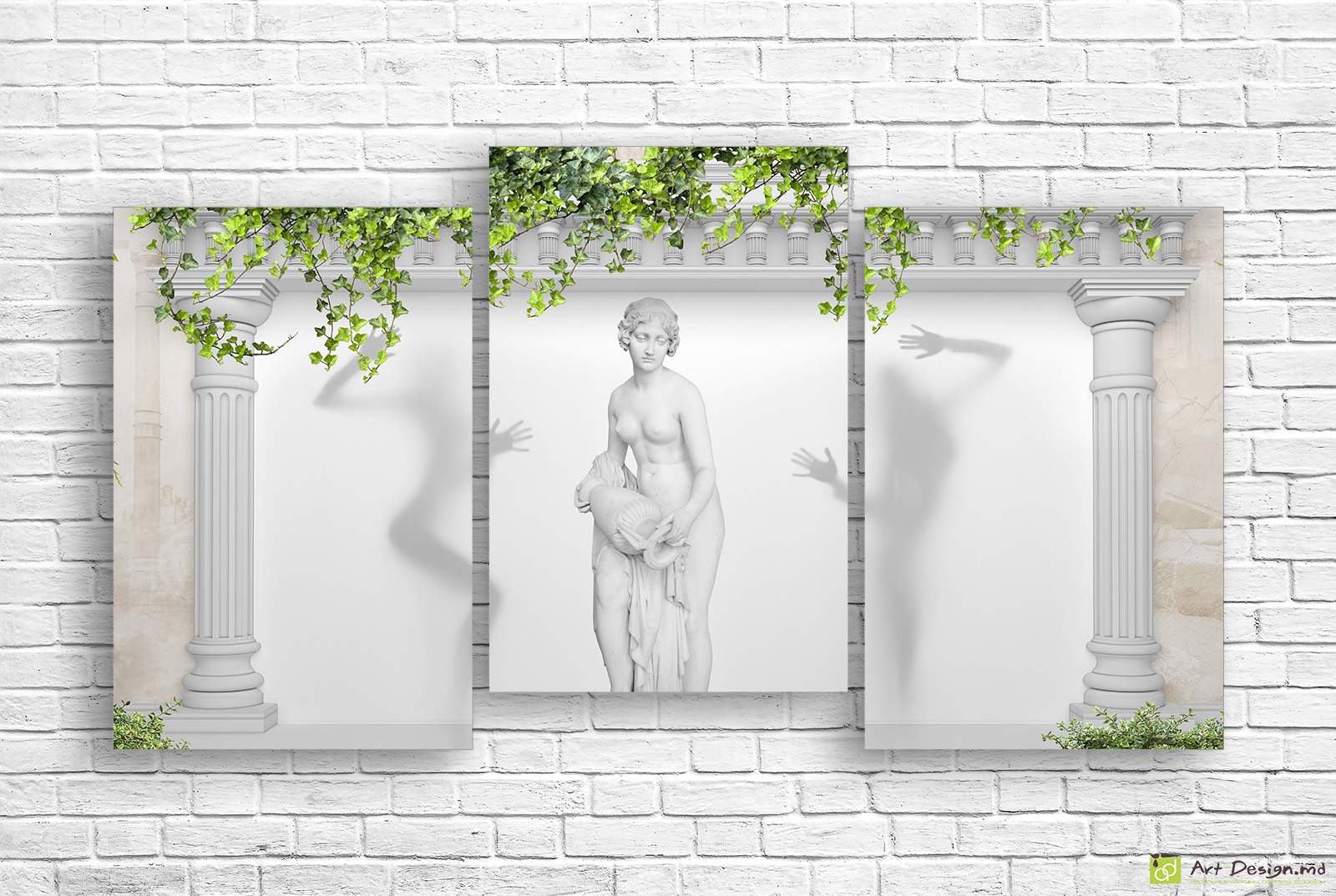 🏛️ Tablou modular Statuie antică printre coloane și iederă