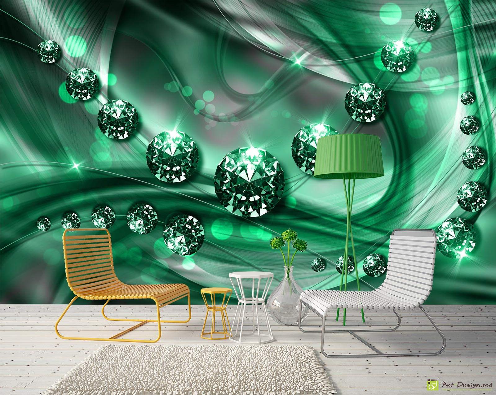 Фотообои на стену - бриллианты и абстрактный фон_8