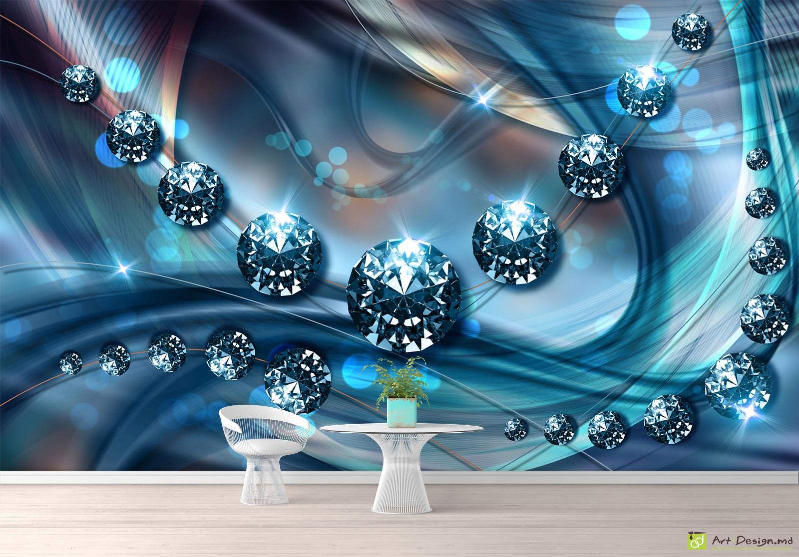 Фотообои на стену - бриллианты и абстрактный фон_9
