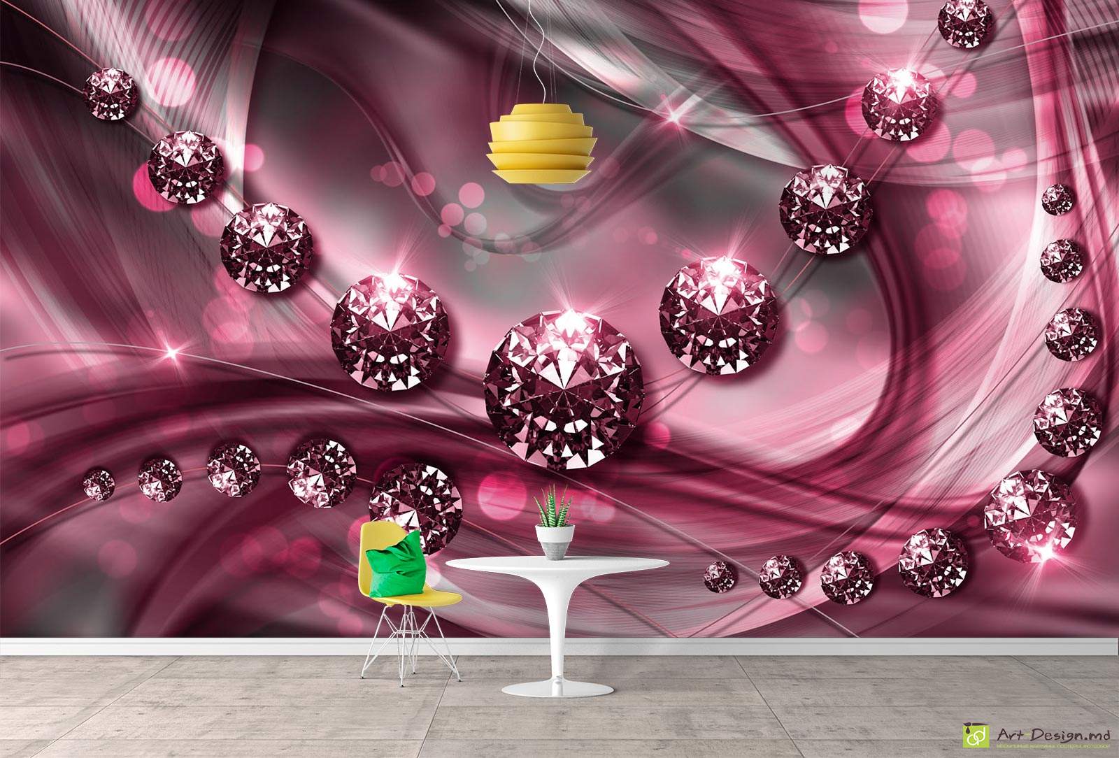 Фотообои на стену - бриллианты и абстрактный фон_10