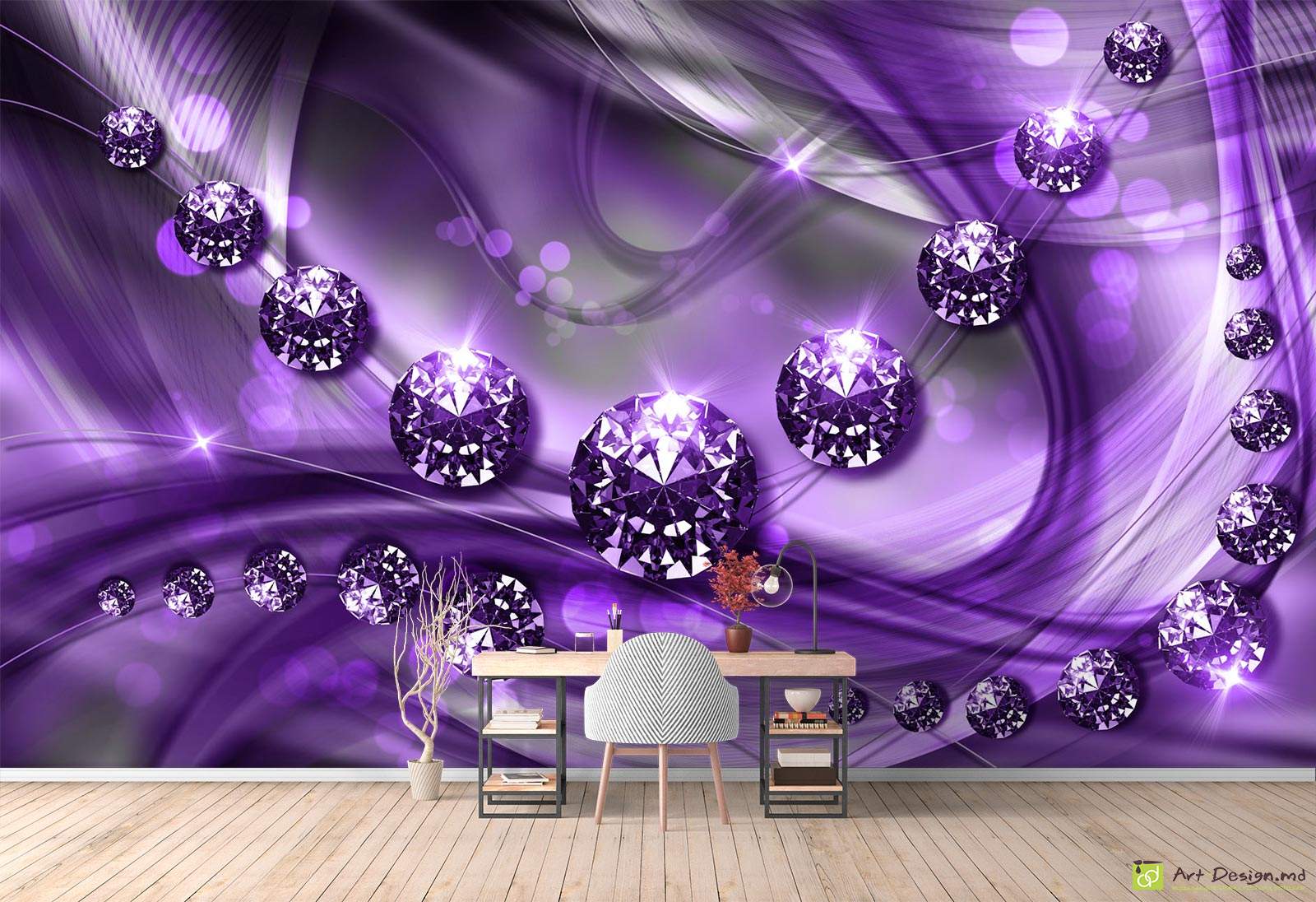 Фотообои на стену - бриллианты и абстрактный фон_11