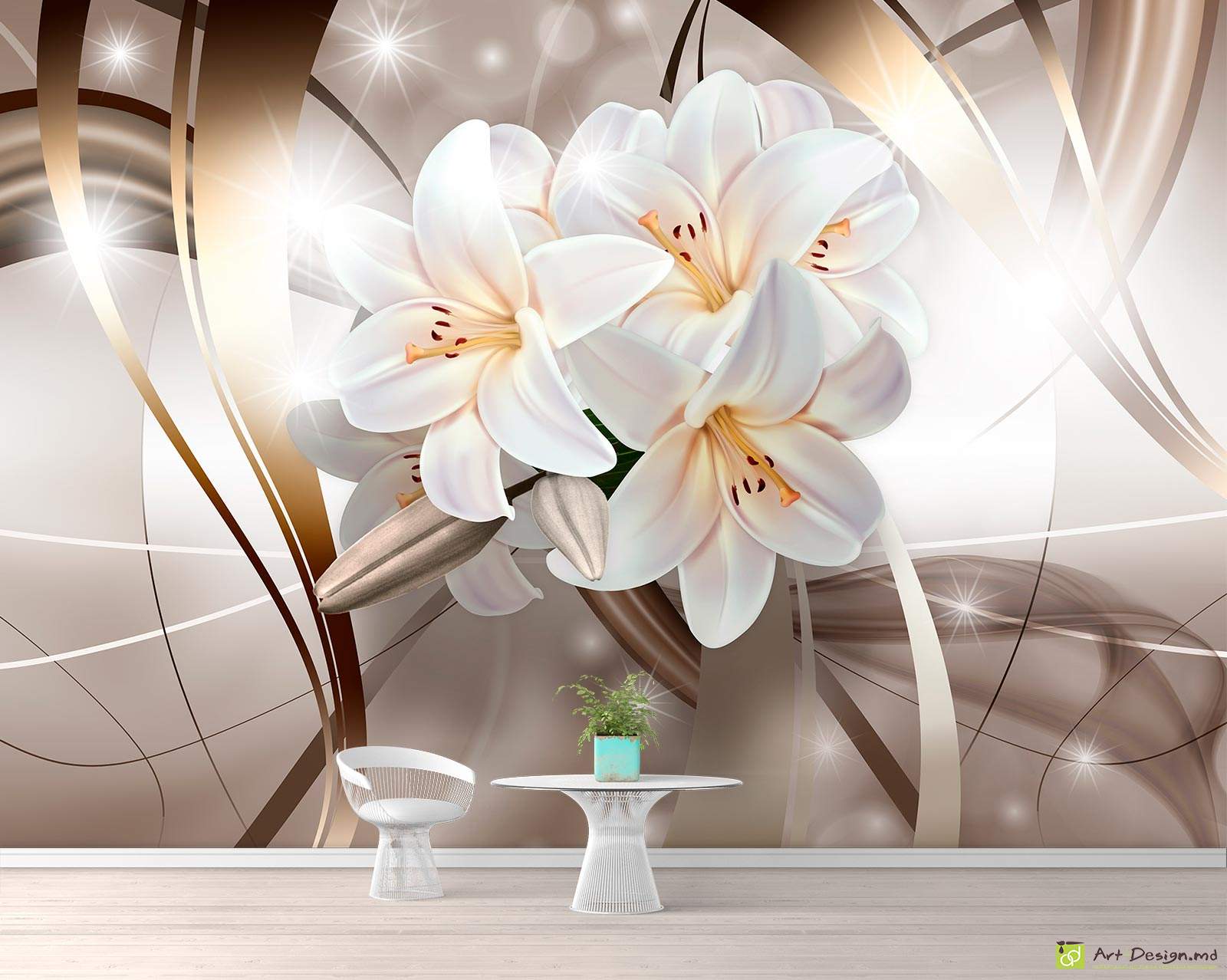 Fototapet la comanda - Crini pe fond abstract