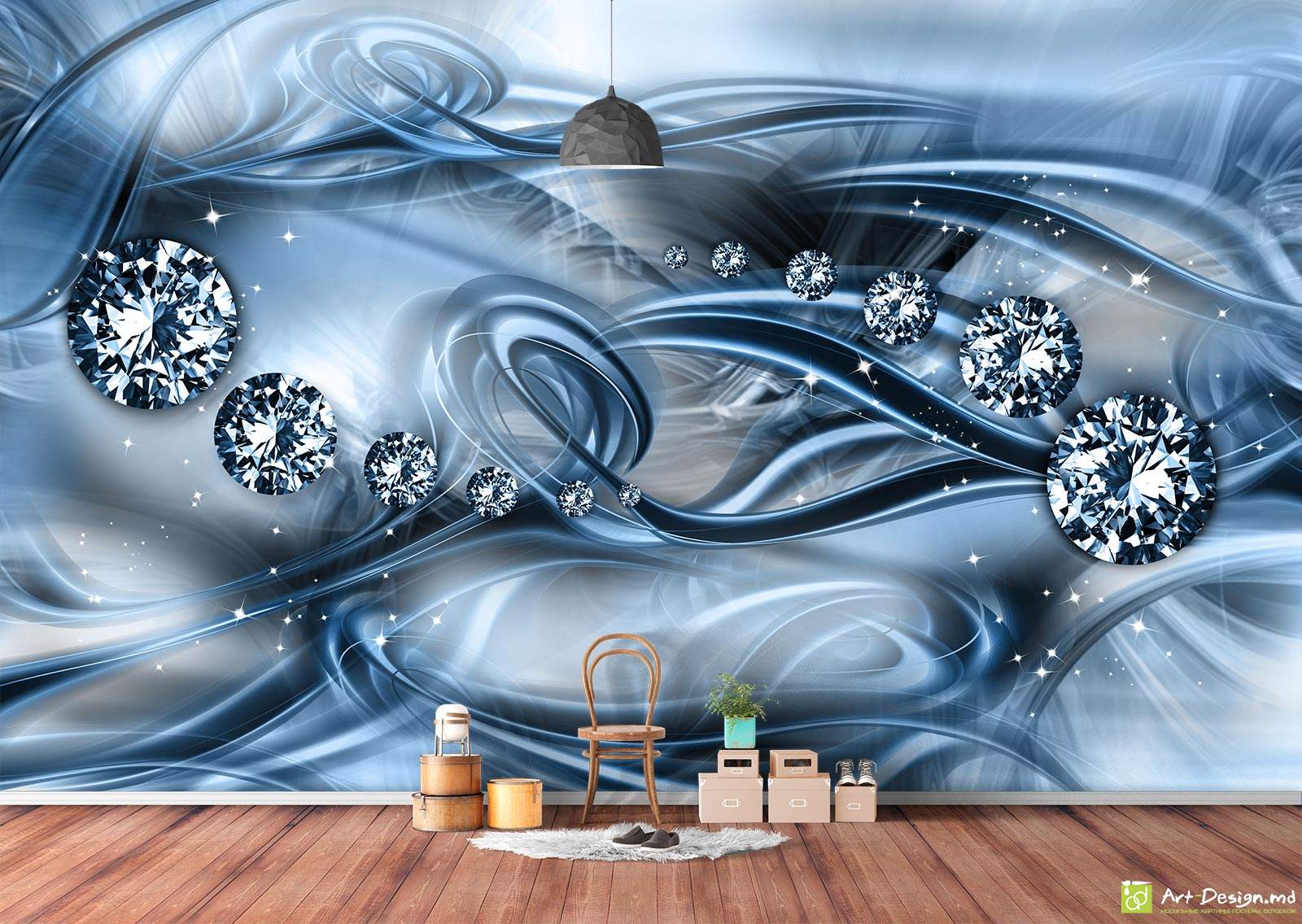 Фотообои на стену - бриллианты и абстрактный фон_14
