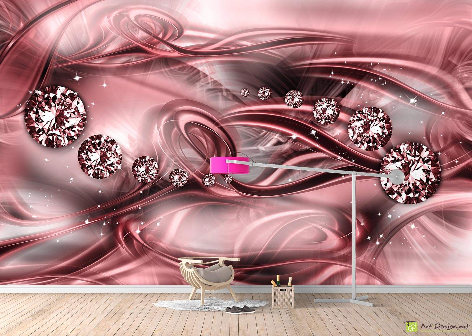 Фотообои на стену - бриллианты и абстрактный фон_15