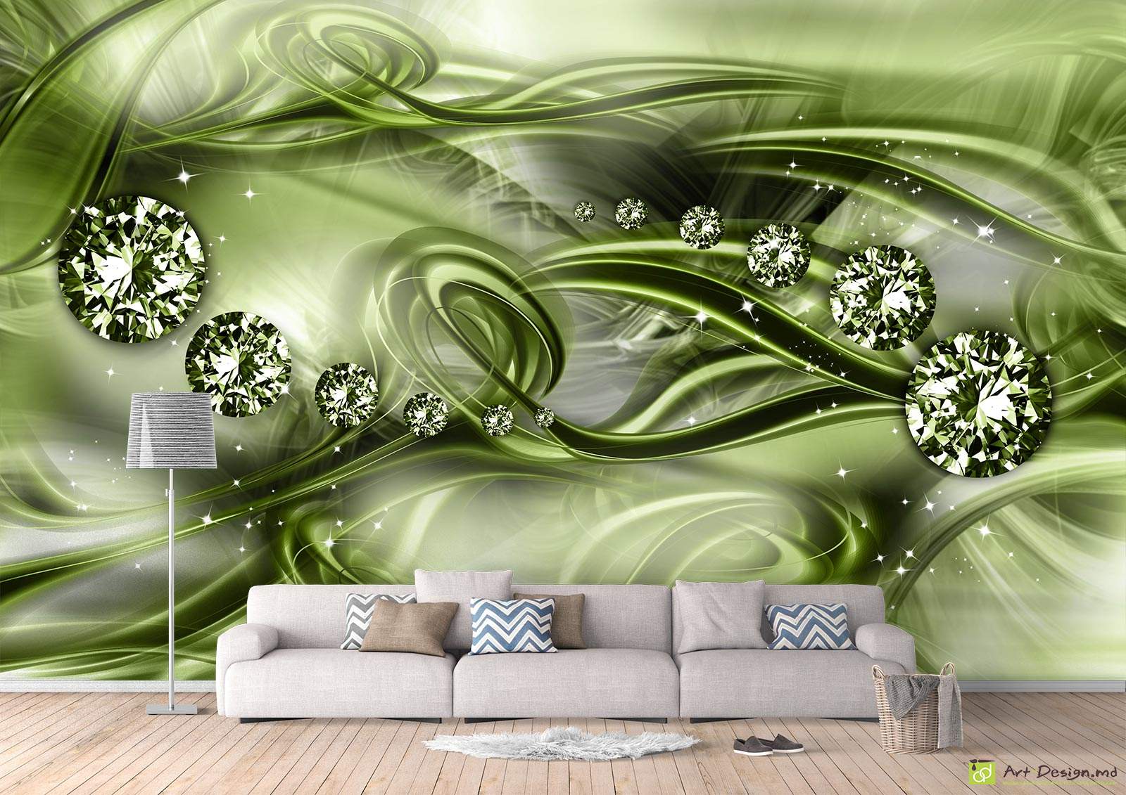 Фотообои на стену - бриллианты и абстрактный фон_16