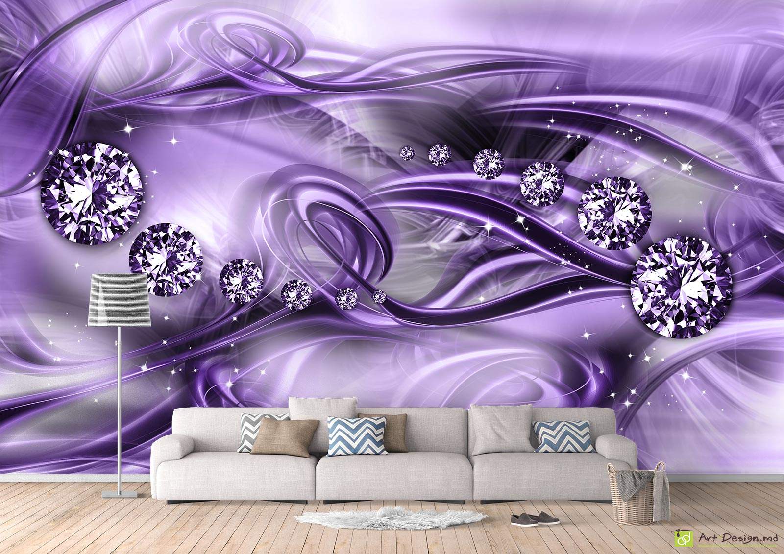 Фотообои на стену - бриллианты и абстрактный фон_17