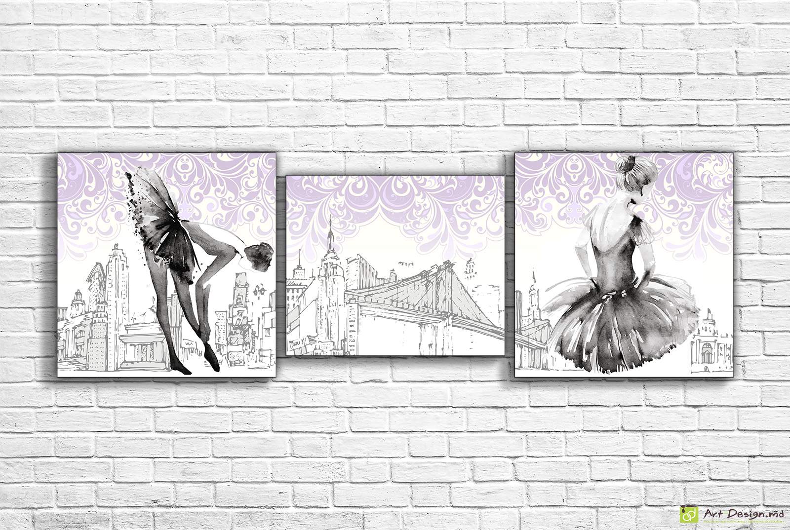 🩰 Tablou modular „Balerină în oraș”