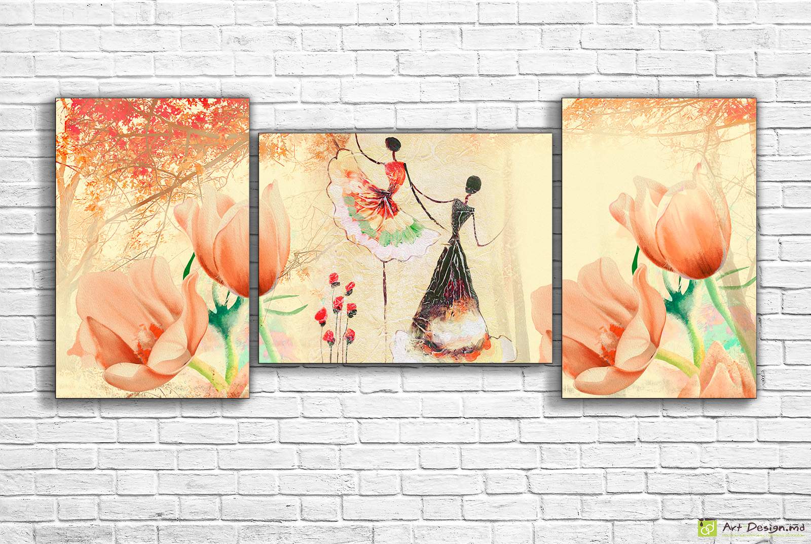 🩰 Модульная картина Танцующие нимфы в весеннем саду