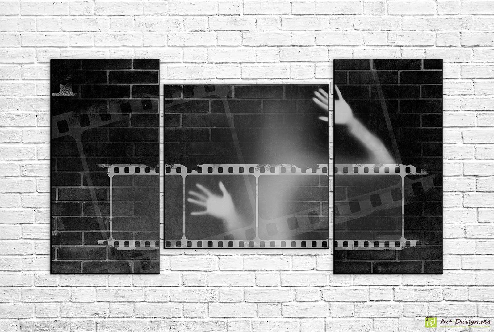 🎬 Tablou modular Cadre de film pe perete de caramida