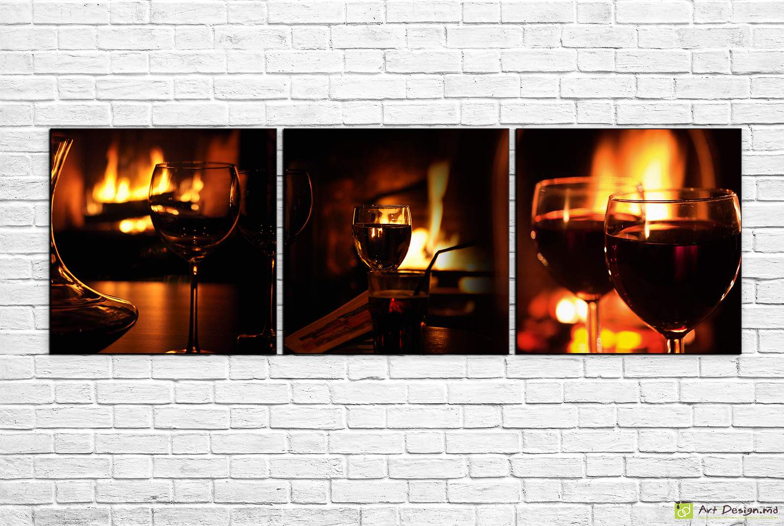 Tablou multicanvas - Un bocal de vin in agonia focului