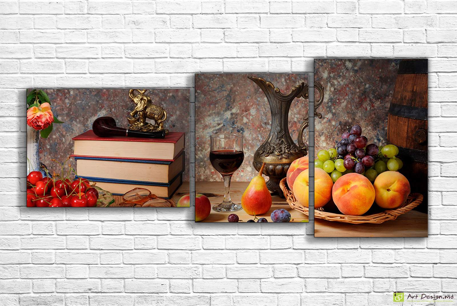 Модульная картина - Натюрморт с фруктами и книгами