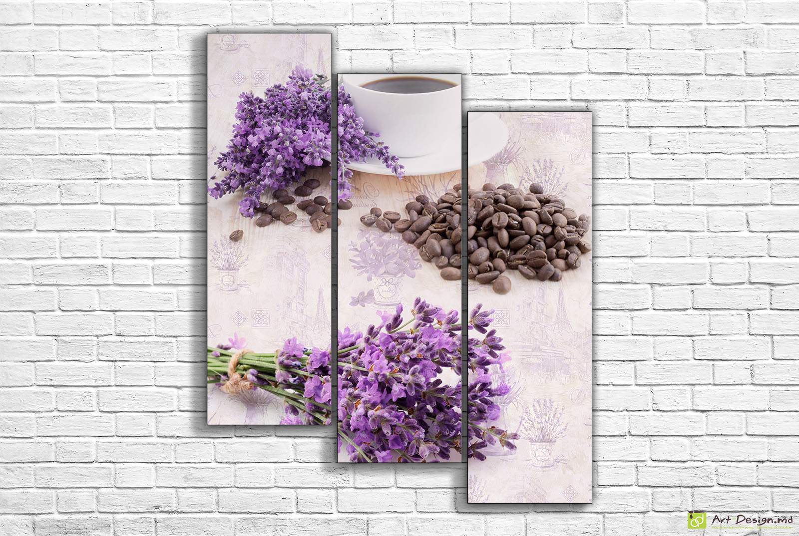 Tablou multicanvas -  Flori de levănțică și cafea_2
