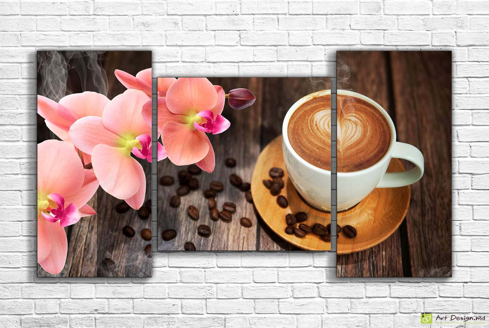 Tablou multicanvas - Orhidee și cafea