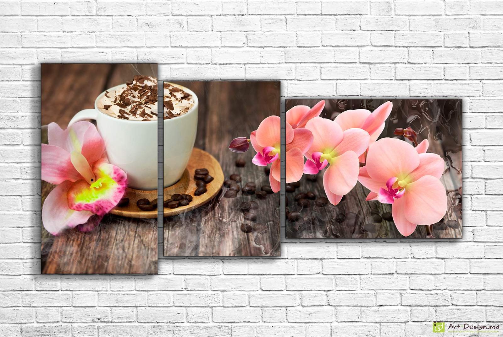 Модульная картина - Орхидея и кофе_2