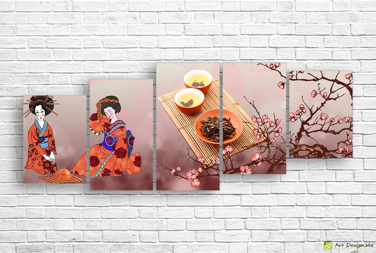 Модульная картина - Дом гейши "Цветущая сакура"