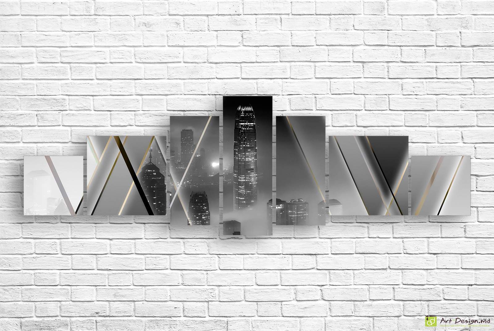 🌆 Tablou modular „Oraș în linii”