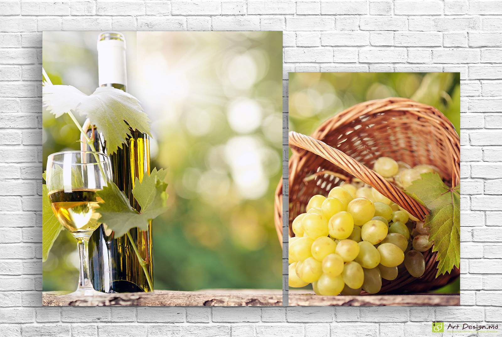 Tablou multicanvas - Sticlă de vin alb