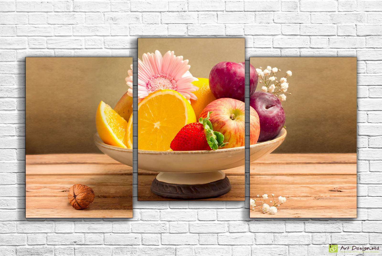 Модульная картина - Яблоко, слива и апельсины