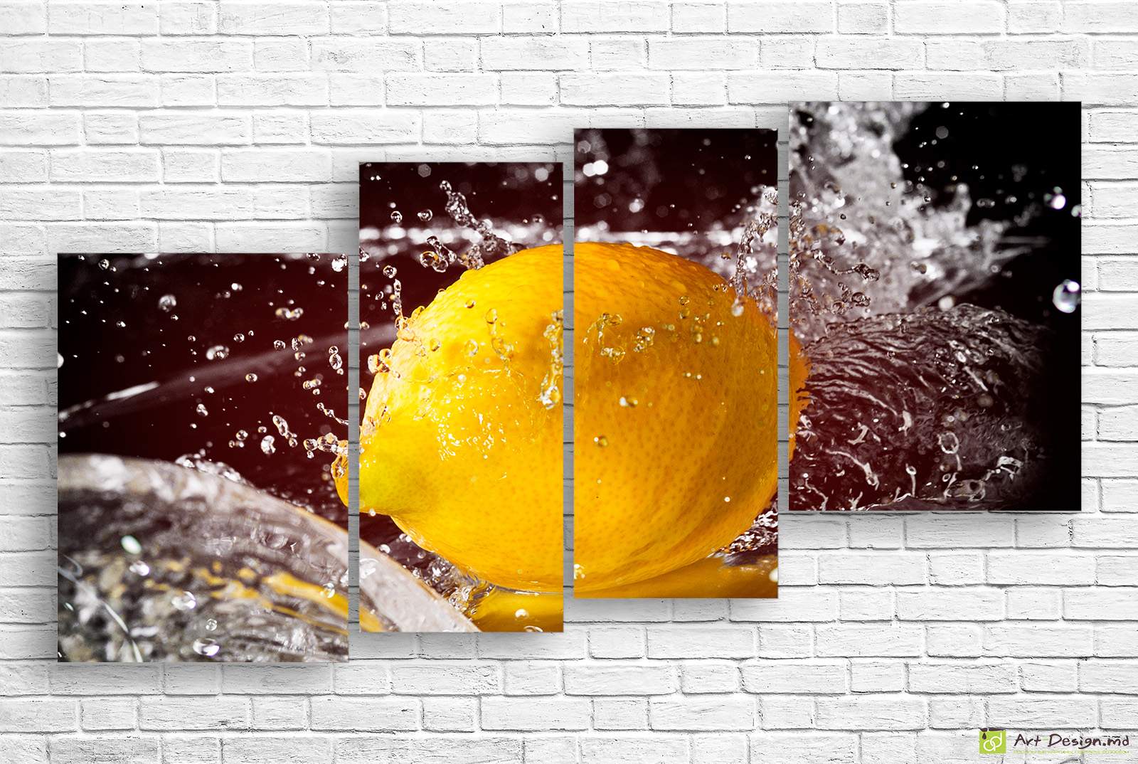 Модульная картина - Лимон с брызгами воды
