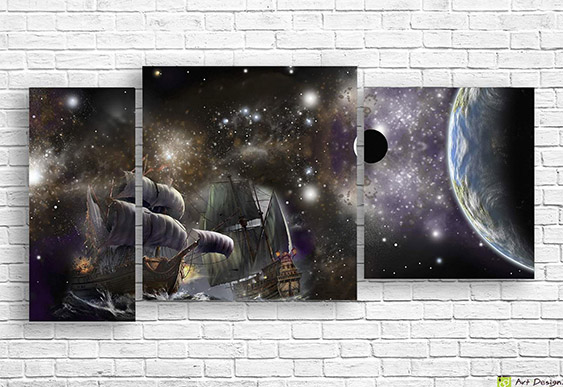 🚢 Tablou modular „Flota cosmică”