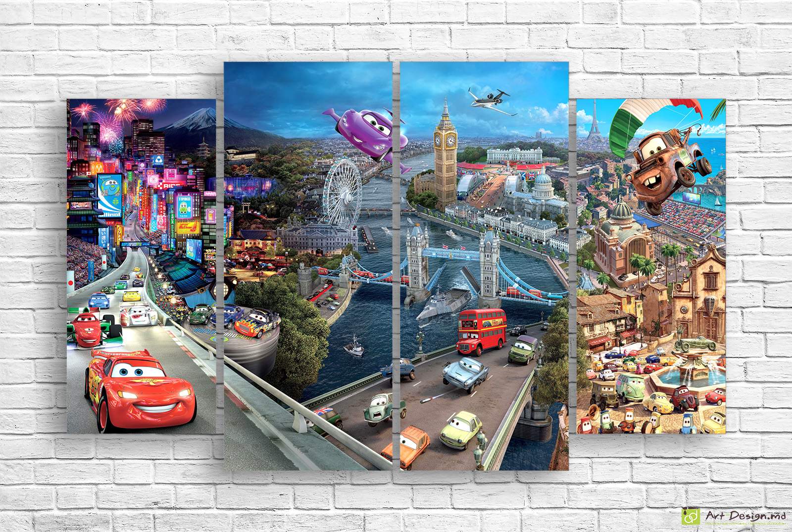 🚗 Tablou modular „Cars: Aventură în jurul lumii”
