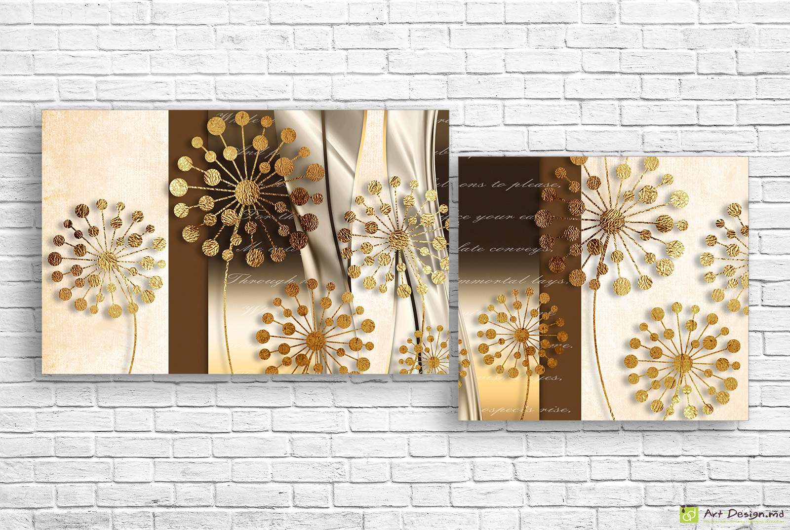 ✨ Tablou modular „Mătase aurie și cercuri”