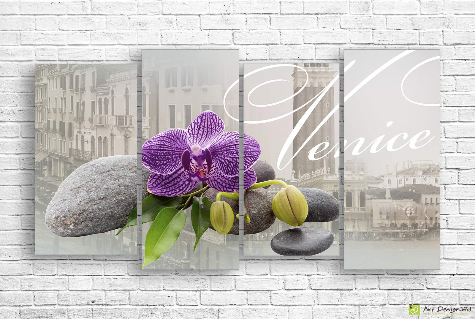 Модульные картины - Старая Венеция и орхидея