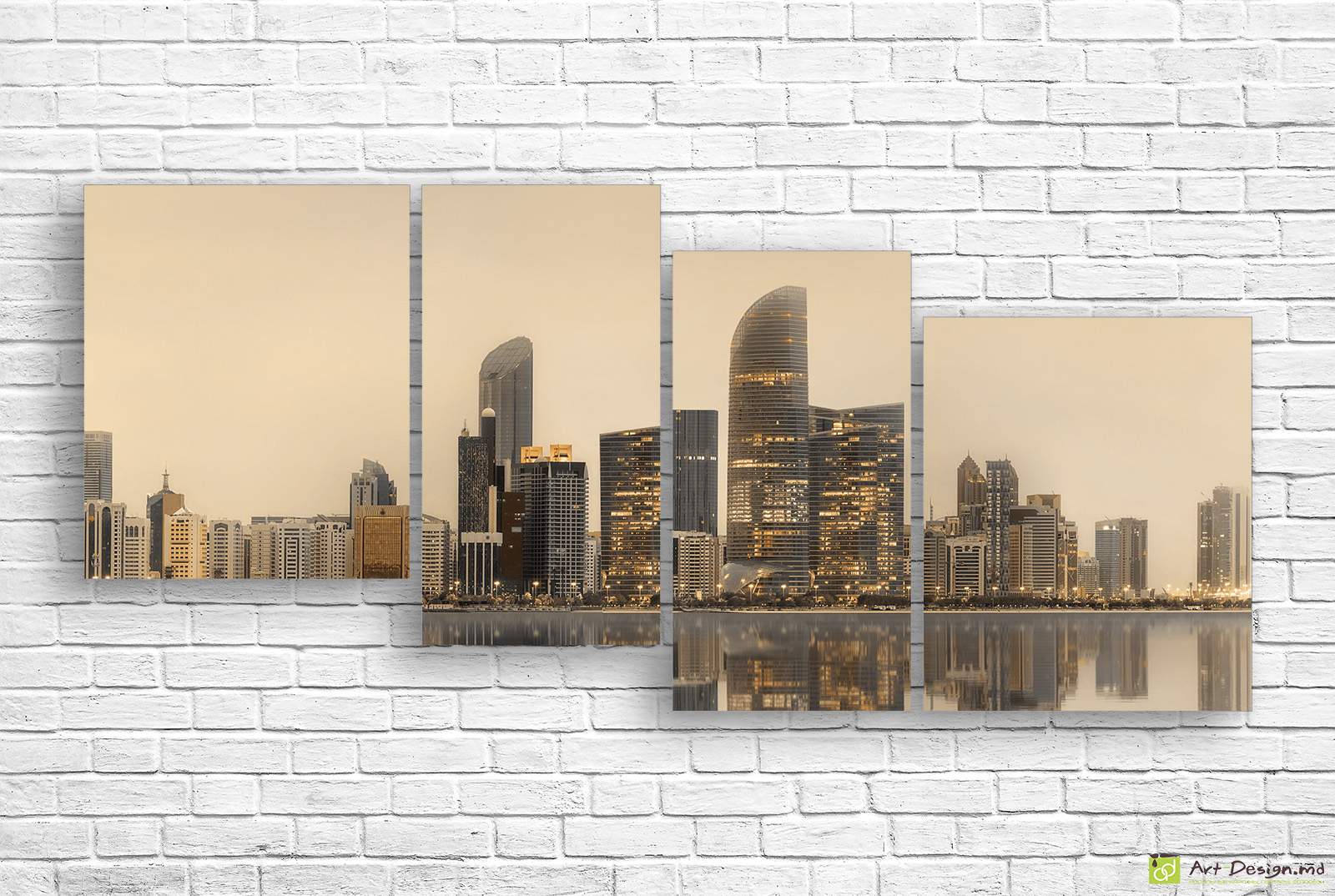 🌆 Tablou modular „Orizont urban în tonuri aurii”