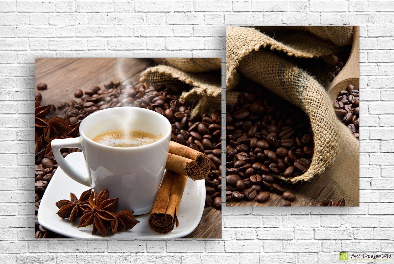 Tablou multicanvas  - Cupa de cafea fierbinte