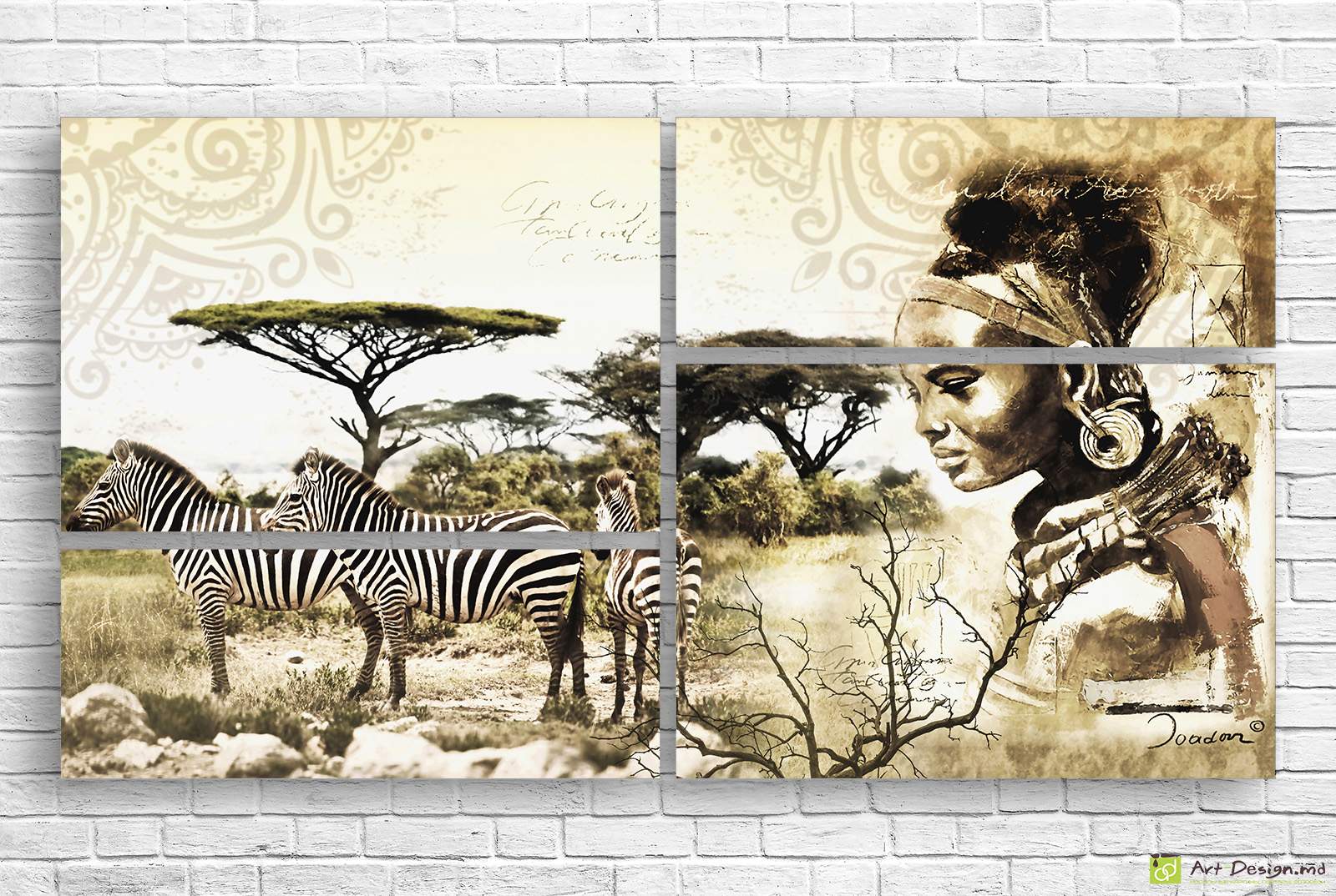 🌍 Модульная картина Африканская саванна и дух этно