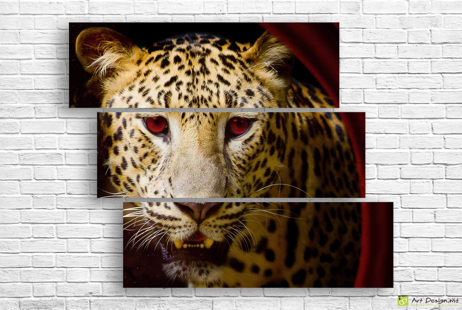 🐆 Tablou modular Roncaie de leopard in tonuri stacojii