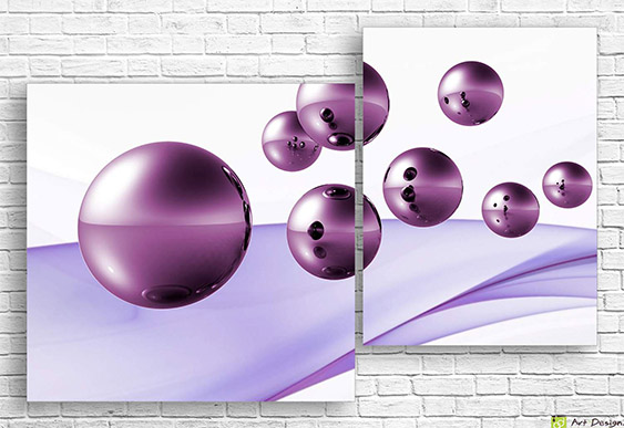 🟣 Модульная картина «Фиолетовые сферы»