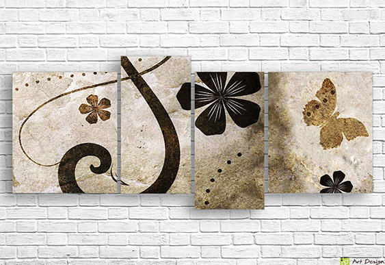 🦋 Модульная картина «Бабочки и винтажный орнамент»