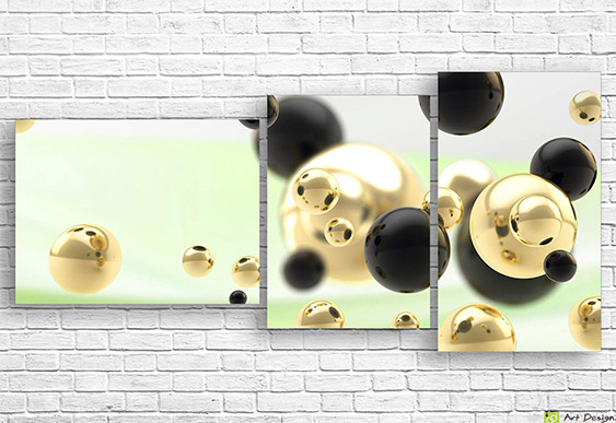 🌿 Tablou modular „Siluete aurii și ornament abstract”