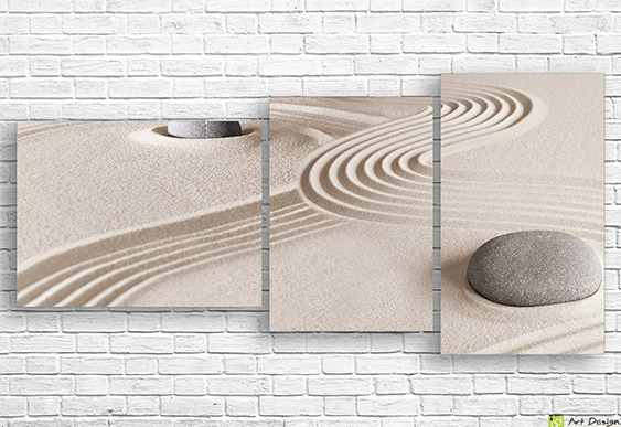 🤍 Tablou modular „Abstract textil în nuanțe deschise”