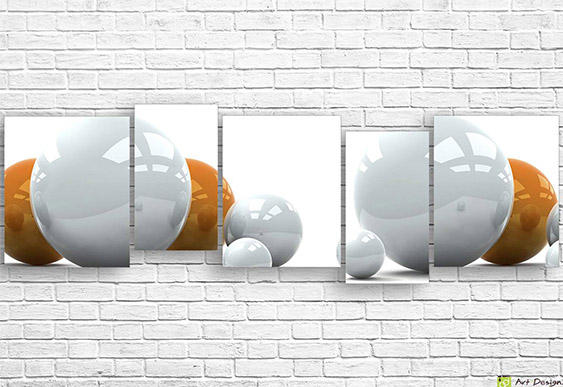 ⚪🟡 Модульная картина «Белый и горчичный в 3D»