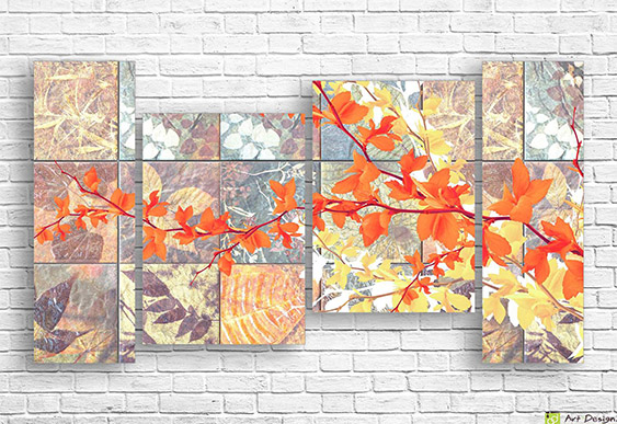 🍁 Модульная картина «Осенняя ветка на фоне осени»