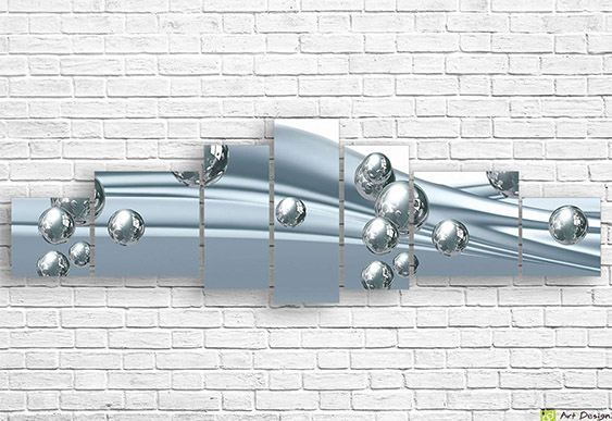 ⚙️ Модульная картина «3D шары на шелковом фоне»