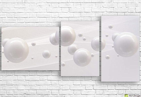 🤍 Модульная картина «3D шары на белом фоне»