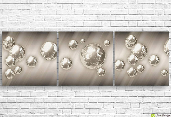 ⚪ Модульная картина «Серые 3D шары на сером фоне»