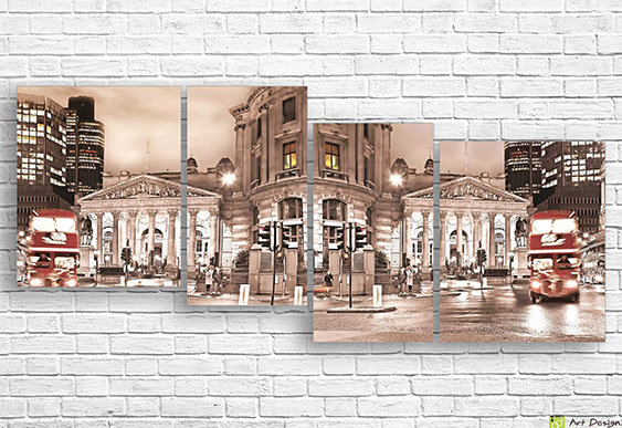 🖼️ Tablou modular Vedere spre Amsterdam și lalele roșii