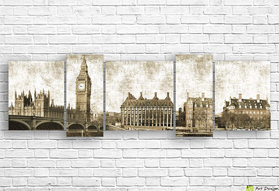 🖼️ Tablou modular Praga panoramă oraș în stil sepia