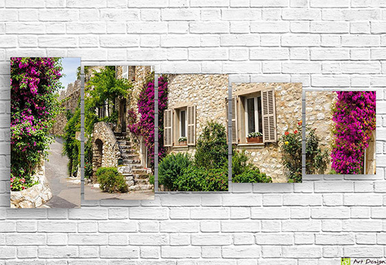 🌸 Модульная картина Цветущий каменный городок