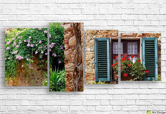 🌿 Модульная картина Окно с цветами и зеленью