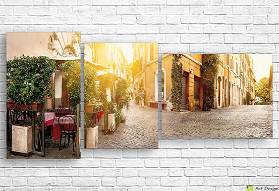 ☀️ Модульная картина Итальянская улочка с кафе