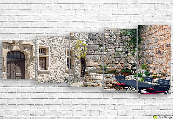 🖼️ Tablou modular oraș vechi și înflorire bogată pe pânză