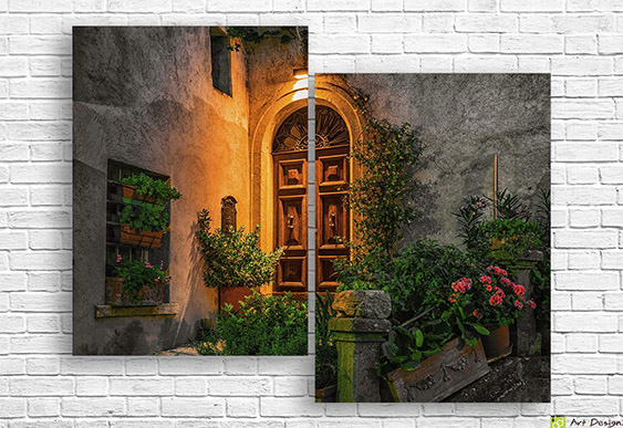 🌙 Модульная картина Вечерний вход старого дома