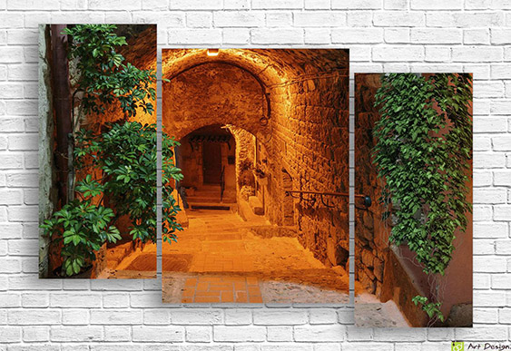 🖼️ Модульная картина старинный каменный туннель
